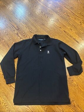 Psycho Bunny Black Long Sleeve Polo